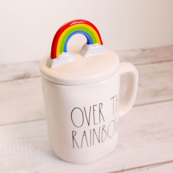 Rae Dunn Over The Rainbow Mug with Lid Topper NEW! CottageCore Farmhouse - Picture 3 of 5